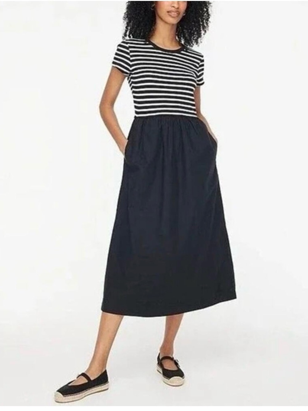 J. Crew Black & White Striped Mixy Dress